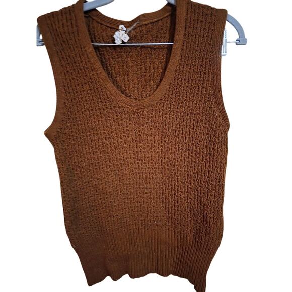 Vintage Barclay Knit Sweater Vest Brown Acrylic Retro 70s Style Size Small - Picture 1 of 4
